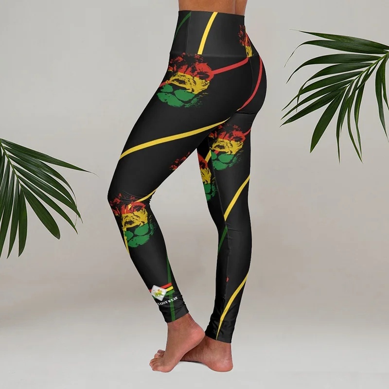Rasta Flag Lion High Waisted Leggings