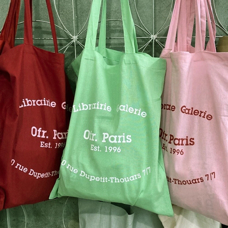 Unisex Medium Cotton Letter Preppy Style Square Open Square Bag