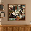 Reading Kitten Full 14CT 2 Strands DIY Stamped Cross Stitch Kits for Beginners Adults Home Wall Decor Cross Stitch Art and Crafts Kits 40x40cm tapestrymarket