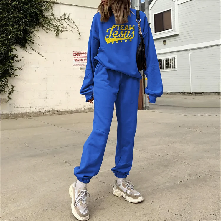 Team Jesus Womens Christian Sweatshirt Two Piece Set