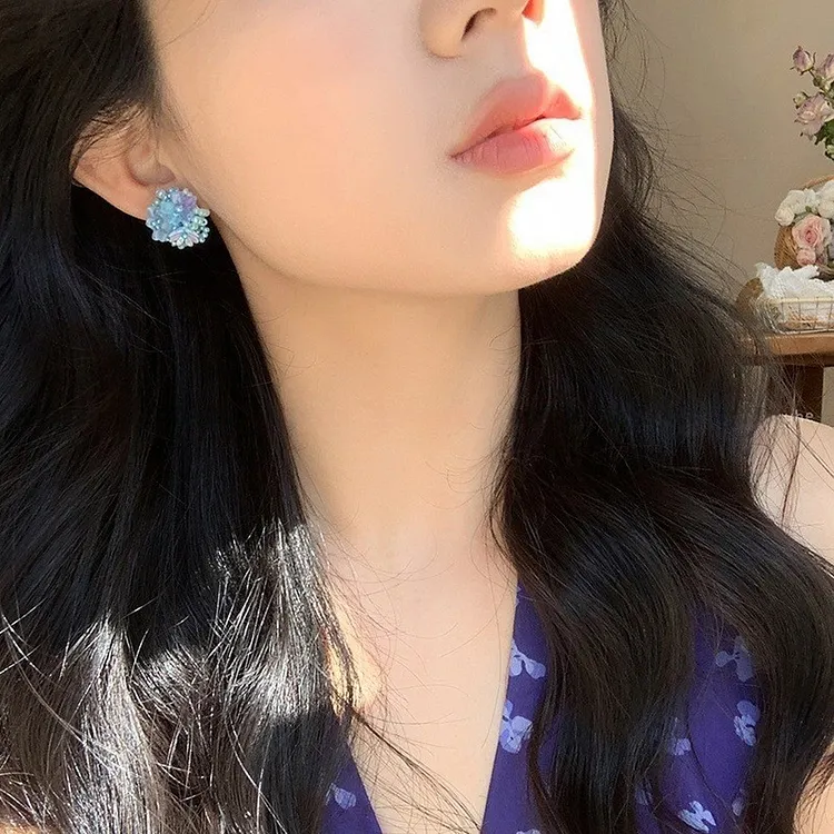Colorful Floral Stud Earrings for Women Dopamine Aesthetic Spring Summer