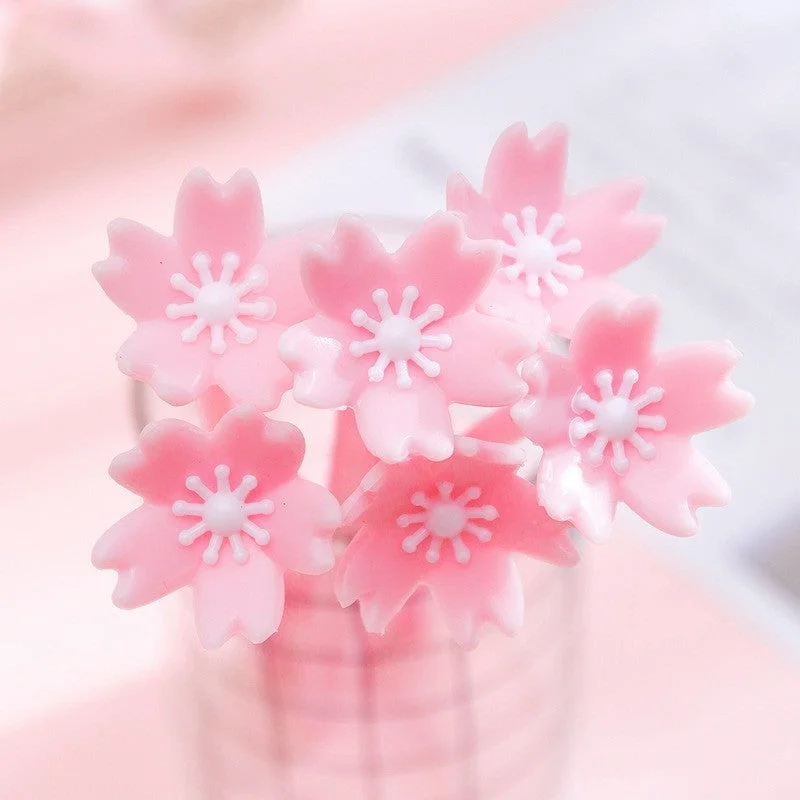 1Pcs Lytwtw's Silicone Pink Creative Cute Kawaii sakura Flower Stationery Office School Supply Gel Pen Korea sweet pretty lovely