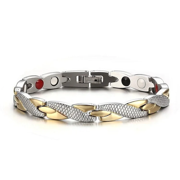 Magnetic Therapy Bracelet Elegant Steel Bracelet Jewelry Therapeutic Silver And Gold Plated