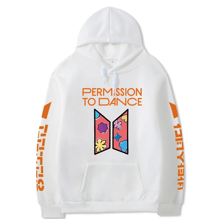 Permission To Dance Print Candy Color Hoodie