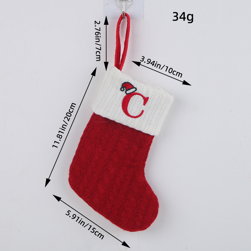 Red Letter Christmas Knit Stocking Decoration Socks