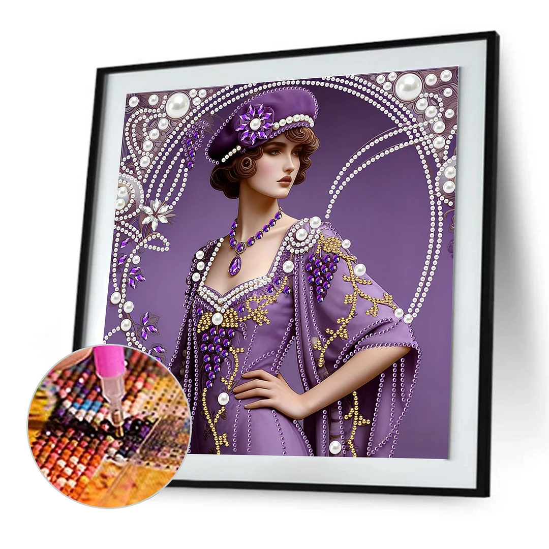 Purple Beauty Special Shaped 5D DIY Partial Drill Diamond Painting Kit 30x30cm