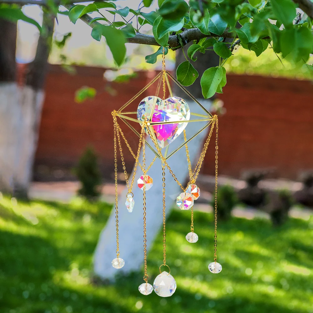 Crystal  Love Heart Hanging Metal Pendant Home Garden Car Decor
