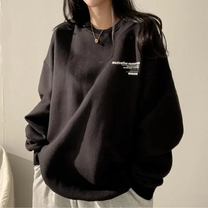 Aiertu 2024 Spring Autumn Women Sweatshirts Long Sleeve Oversized Hoodies Casual Letter Print Loose Pullovers Tops Harajuku Streetwear Aiertu