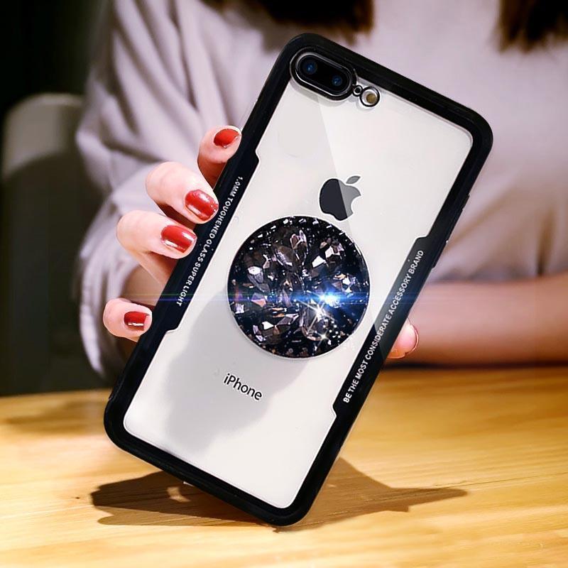 Phone Case with Diamond Airbag Stand Holder For iPhone XS Max XR XS X 6 6s Plus 7 8 Plus