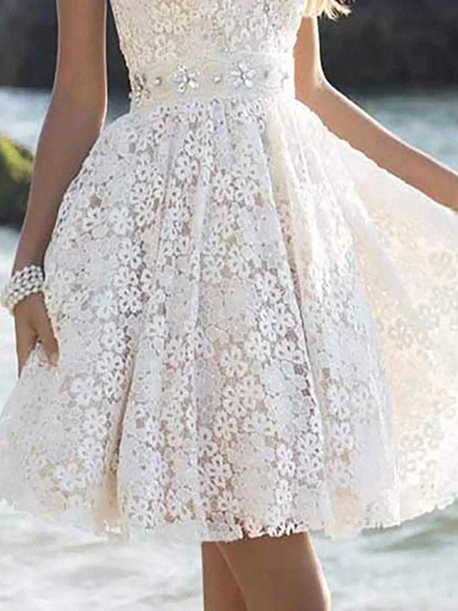 White Strapless Floral Dress