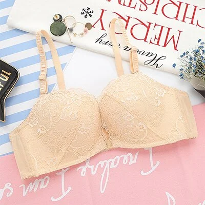 DERUILADY Lace Floral Wireless Bras For Women Front Closure Sexy Lingerie Plus Size Bralette Comfort Adjusted Push Up Bra