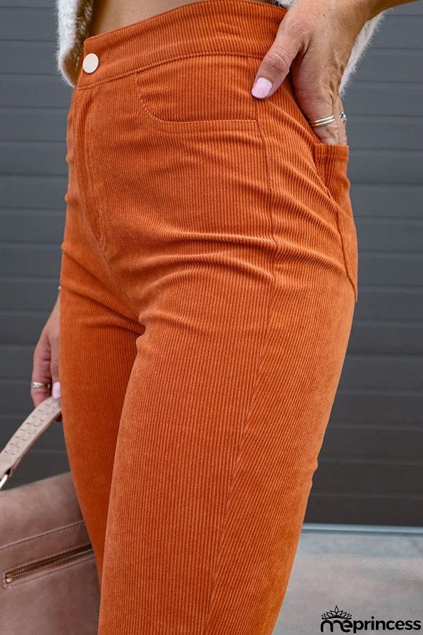 Autumn Mood Corduroy Pocketed Flare Pants