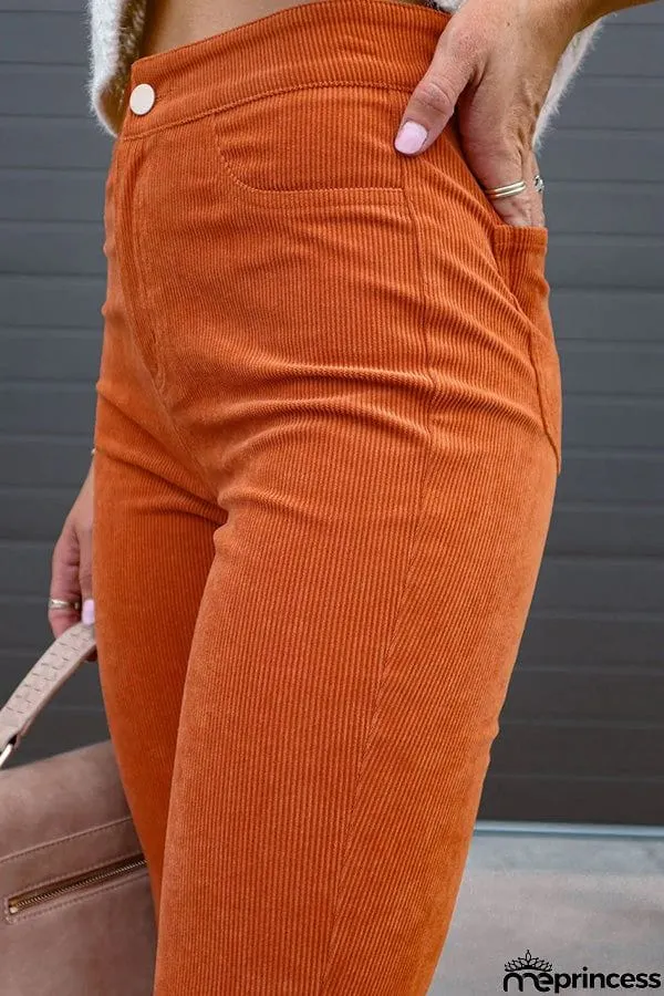 Autumn Mood Corduroy Pocketed Flare Pants