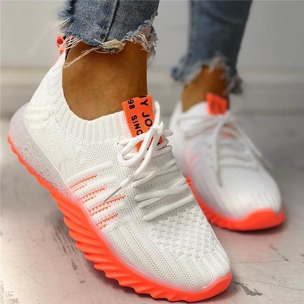 Susiecloths Colorblock Knitted Breathable Lace-Up Sneakers