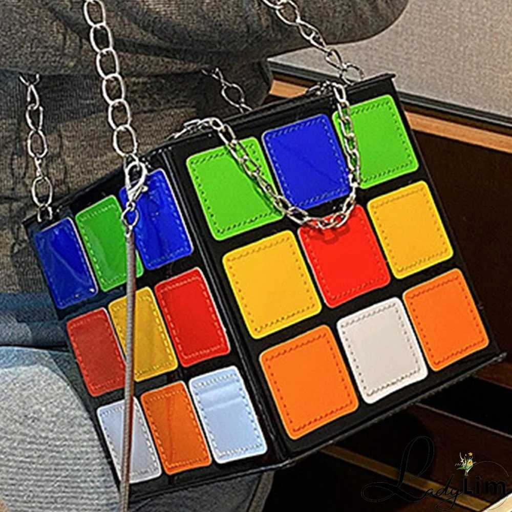 Multicolor Casual Patchwork Contrast Zipper Bags