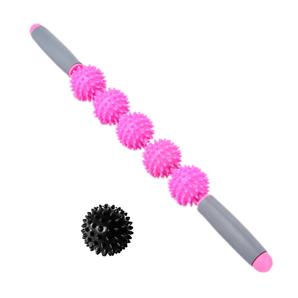 

2pcs Manual Pain Relief Cellulite Point Roller Massager Stick + Spike Ball, Pink, 501 Original