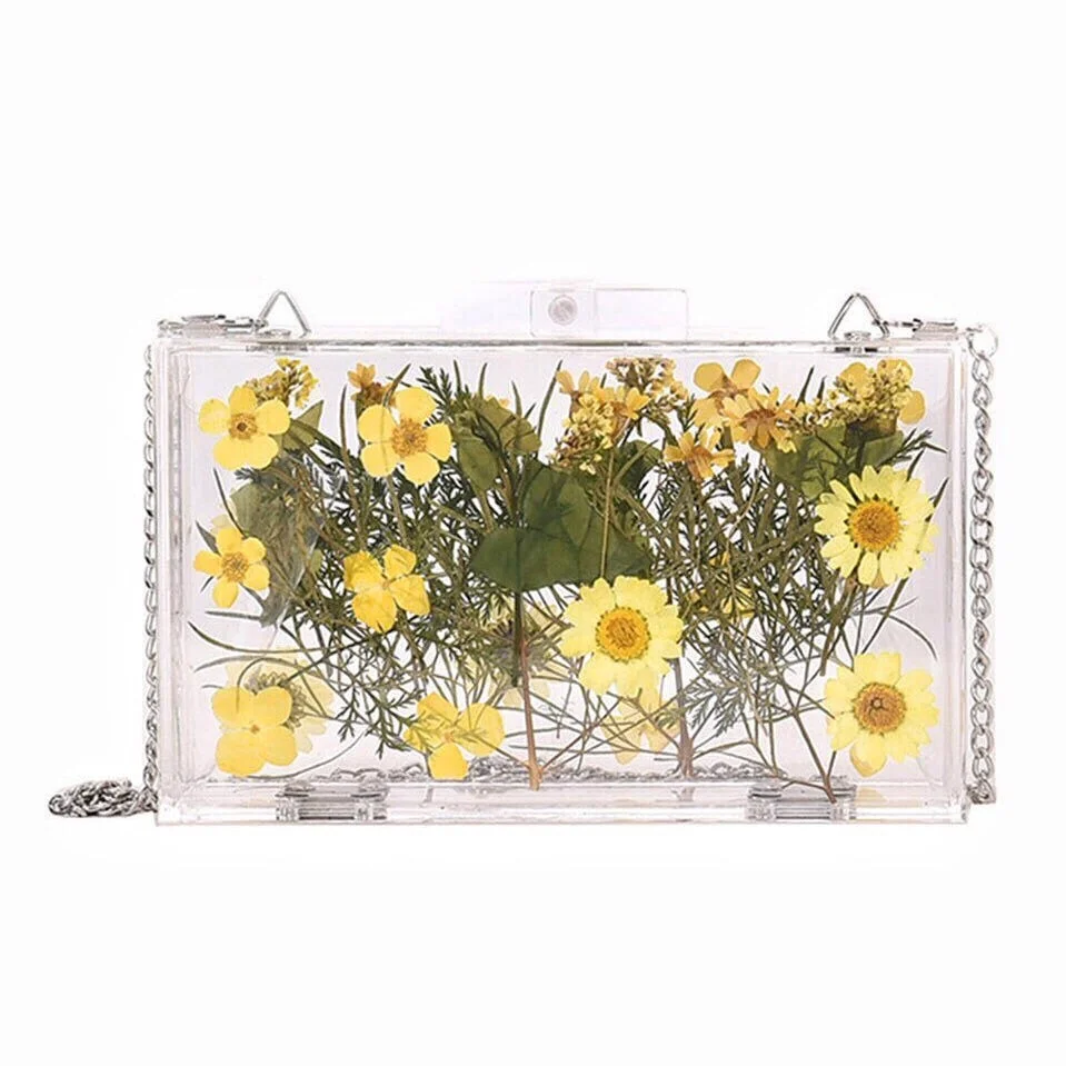 Girls Happy Daisy Aesthetic Acrylic Clutch Bag Novameme