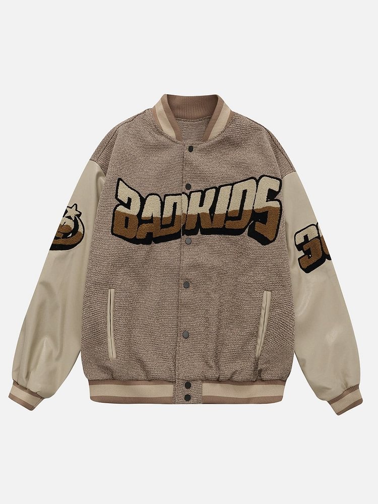 "BADKIDS" Embroidery Varsity Jacket