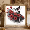 Diamond Painting-DIY Crystal Rhinestone Poppy Flower Dress Girl(Box Packaging)