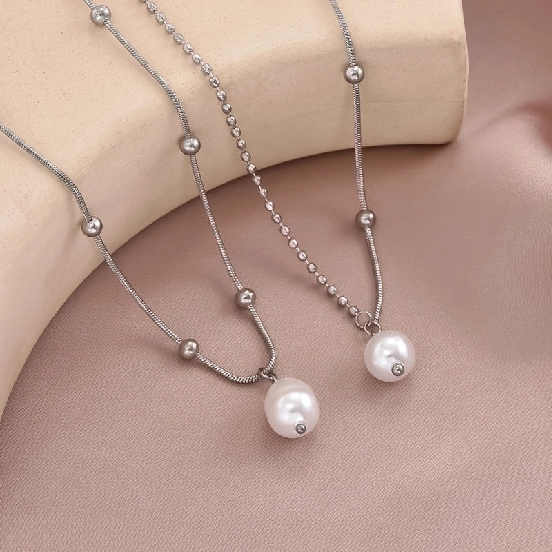 304 Stainless Steel Minimalist Polishing Geometric Pendant Necklace