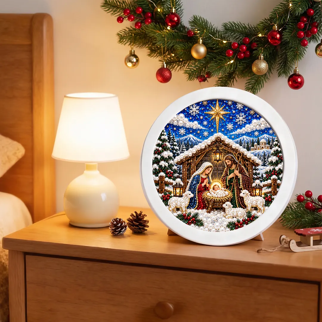 Framed Pearl Painting Kit Christmas Nativity 7.87x7.87in