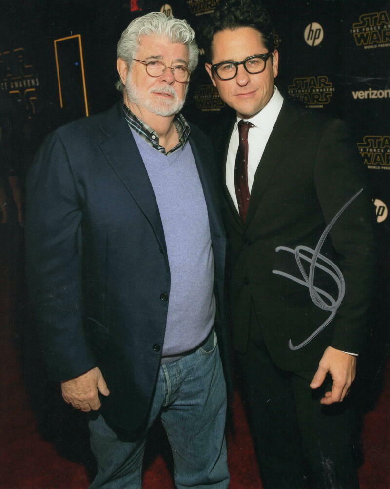 JJ ABRAMS SIGNED AUTOGRAPH 8X10 Photo Poster painting - STAR WARS DIRECTOR W/ GEORGE LUCAS RARE!