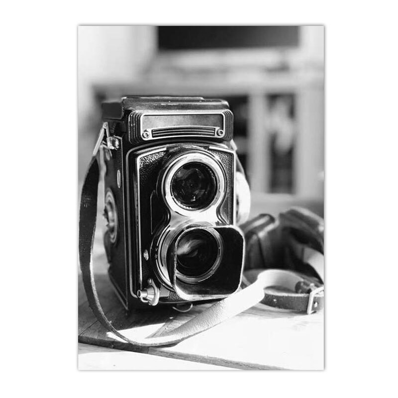 Black And White Vintage Canvas Painting Phonograph Camera Guitar Poster Music Wall Art Print Nordic Wall Pictures Bedroom Decor