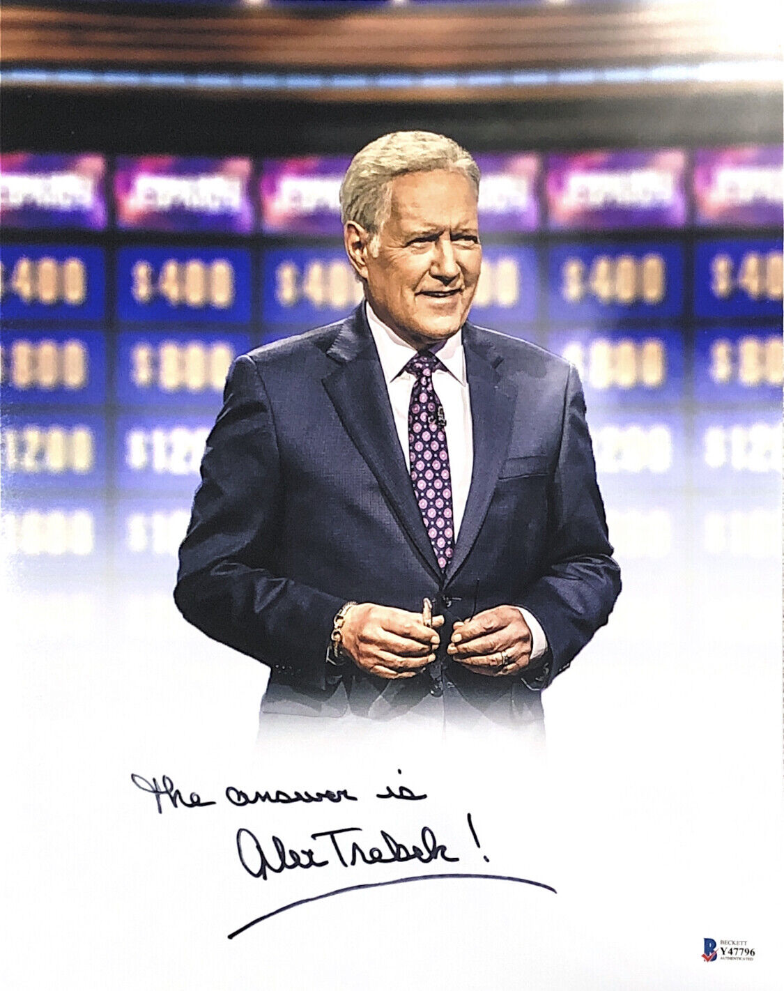 ALEX TREBEK HAND SIGNED AUTOGRAPHED 14X11 Photo Poster painting WITH BECKETT COA MUST SEE RARE 2