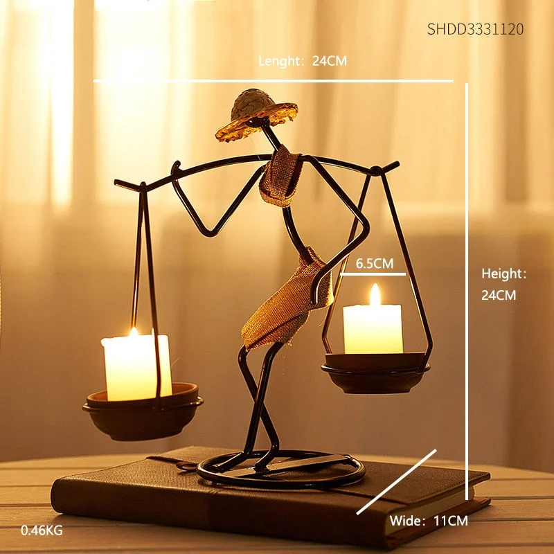 Retro Home Decoration Accessories Creative Candle Holder Iron Kitchen Restaurant Romantic Candlestick Halloween Bar desk decor