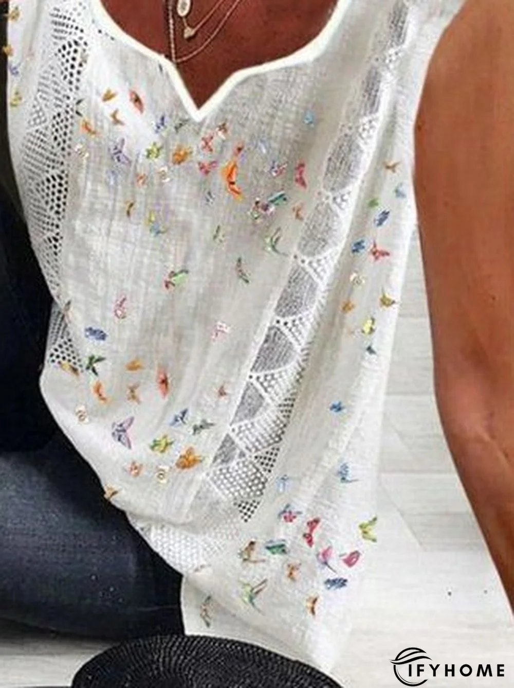 Butterfly Cotton Sleeveless Tops | IFYHOME