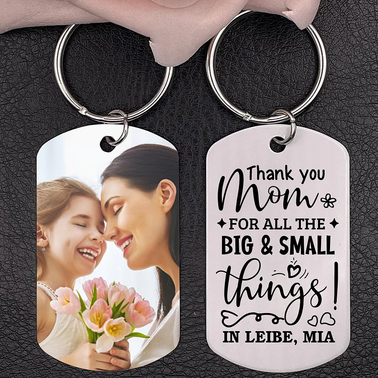 Thank You Mom Gifts Personalized Photo & Text Keychain