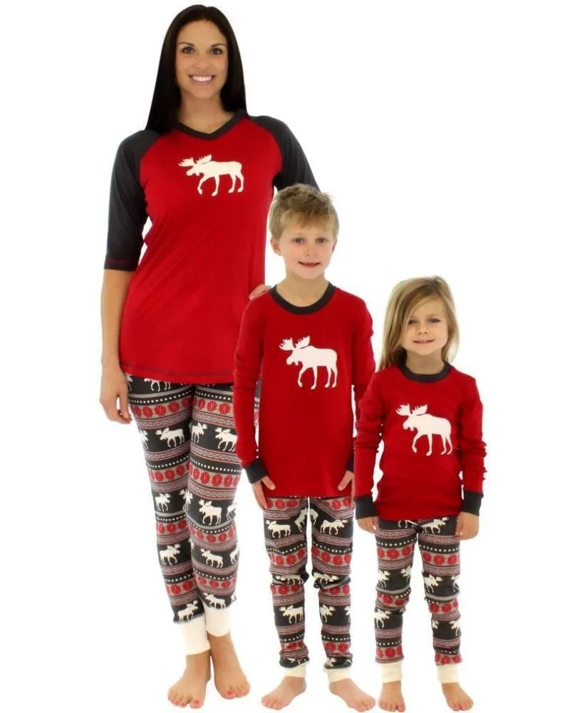 Family Matching Deer Print Christmas Pajamas Set