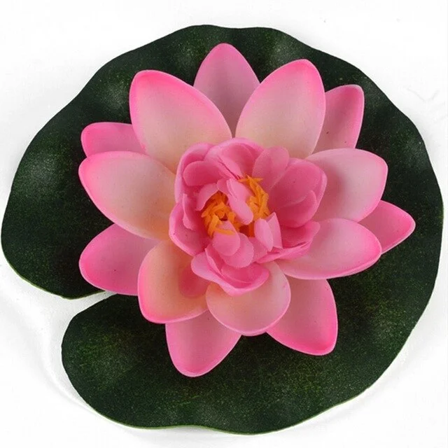 SUEF 1PCS Free Shipping Artificial Lotus Water Lily Floating Flower Pond Tank Plant Ornament 10cm Home Garden Pond Decoration@2