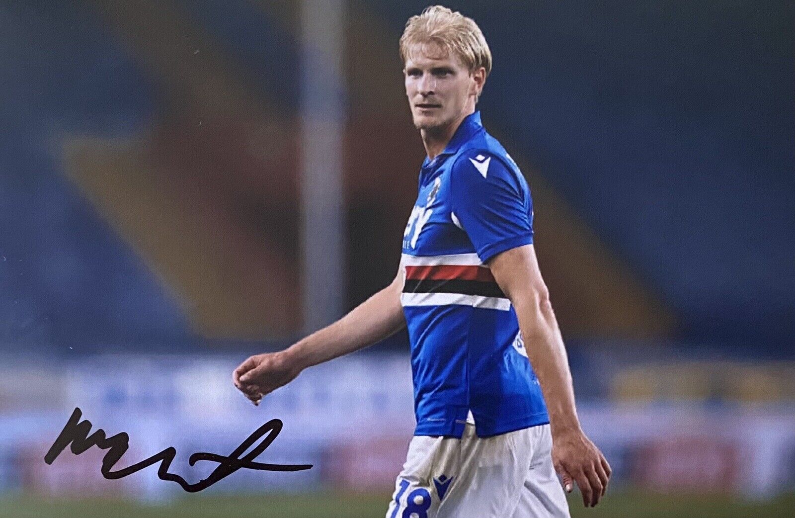 Morten Thorsby Hand Signed Sampdoria 6X4 Photo Poster painting