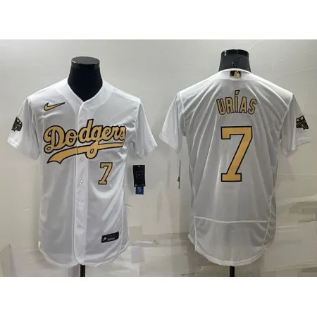 Men's Los Angeles Dodgers #7 Julio Urias 2022 All-Star White Flex Base Stitched Baseball Jersey MVP9