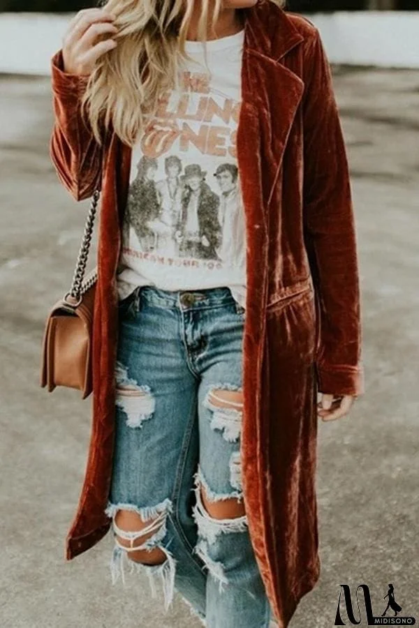 MidiSono - Velvet Pocket Long Coat