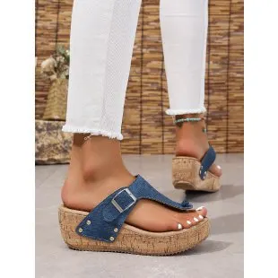 Breakj Breakj Thick-Soled Women's Shoes In The Summer Of 2025 Large-Size Wish Slopes And Women's Toe Slippers