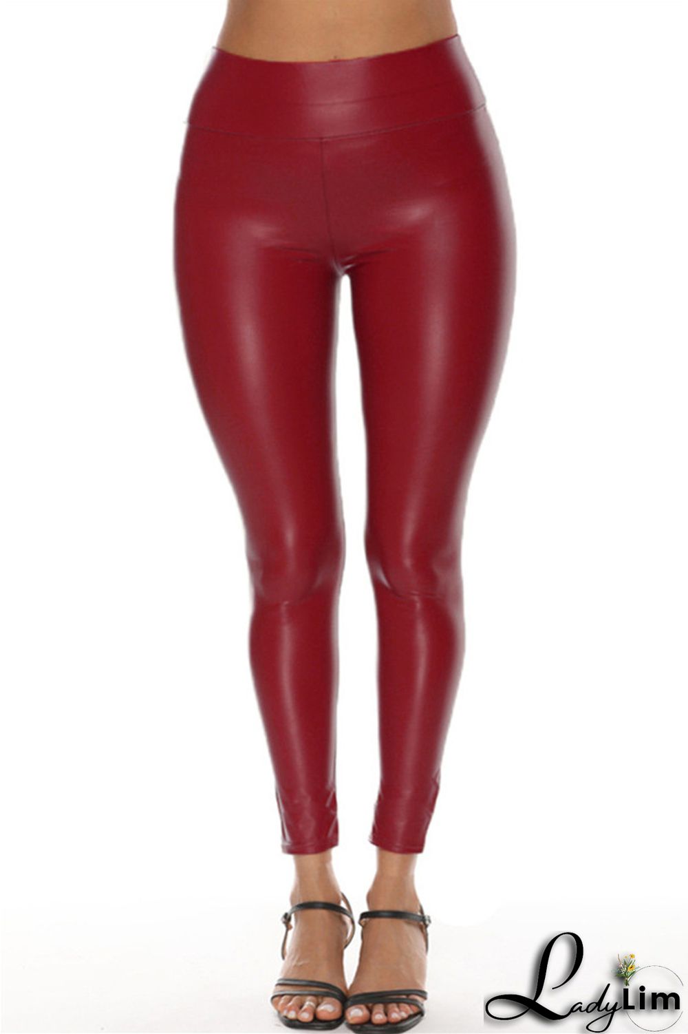 Ink Green Fashion Casual Solid Basic Skinny High Waist Pencil Trousers