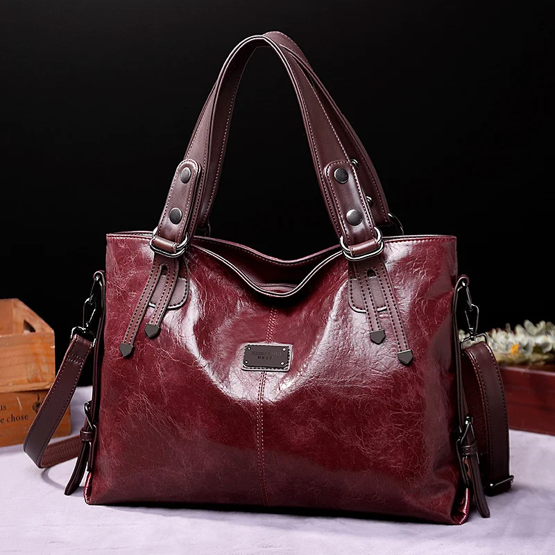 Retro Fashion Tote Casual Soft Leather Shoulder Slung Large-capacity Women's Bag