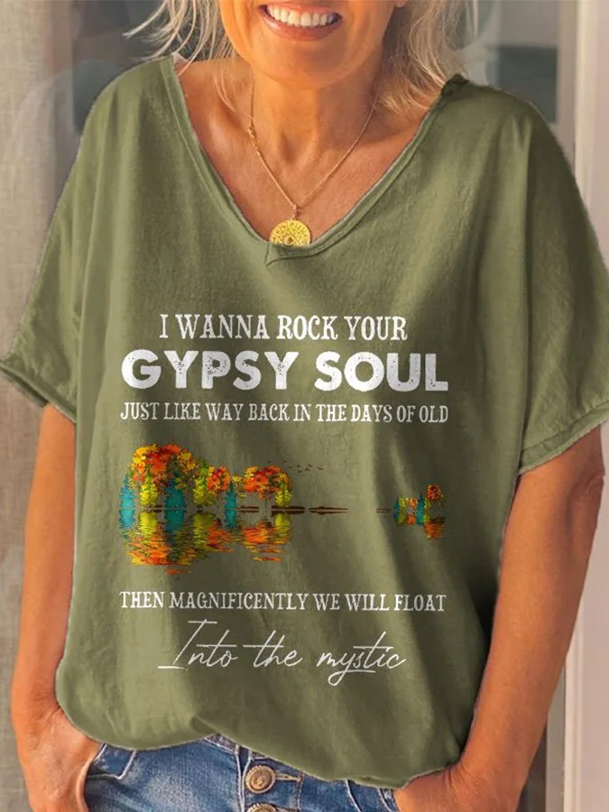 V-Neck Print T-Shirt