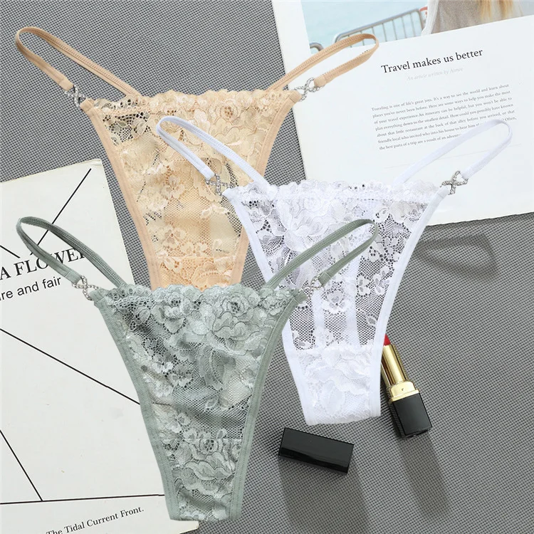 Billionm Women Lace Panties Thongs low Waist Mesh G-String T-Back Briefs Underwear Transparent Ladies Panties Sexy Lingerie