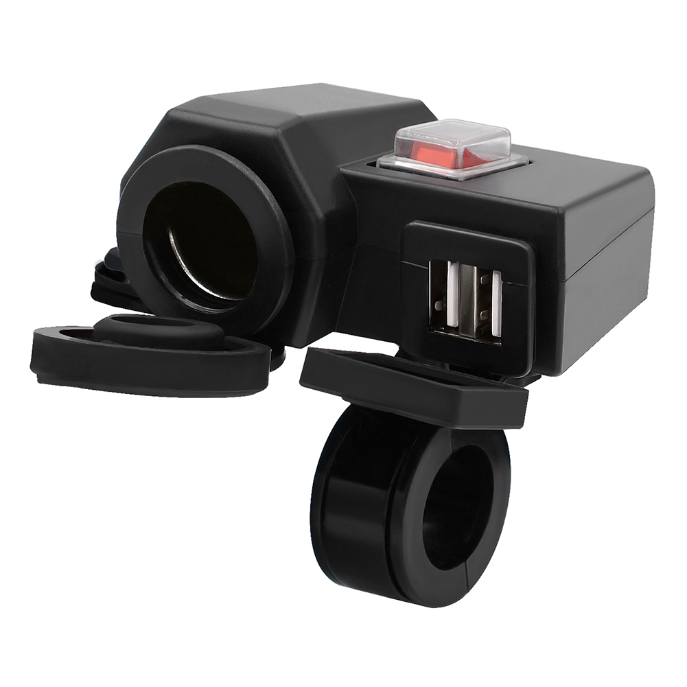 

Motorcycle Dual USB Charger Cigarette Lighter Socket with Switch Voltmeter, 501 Original