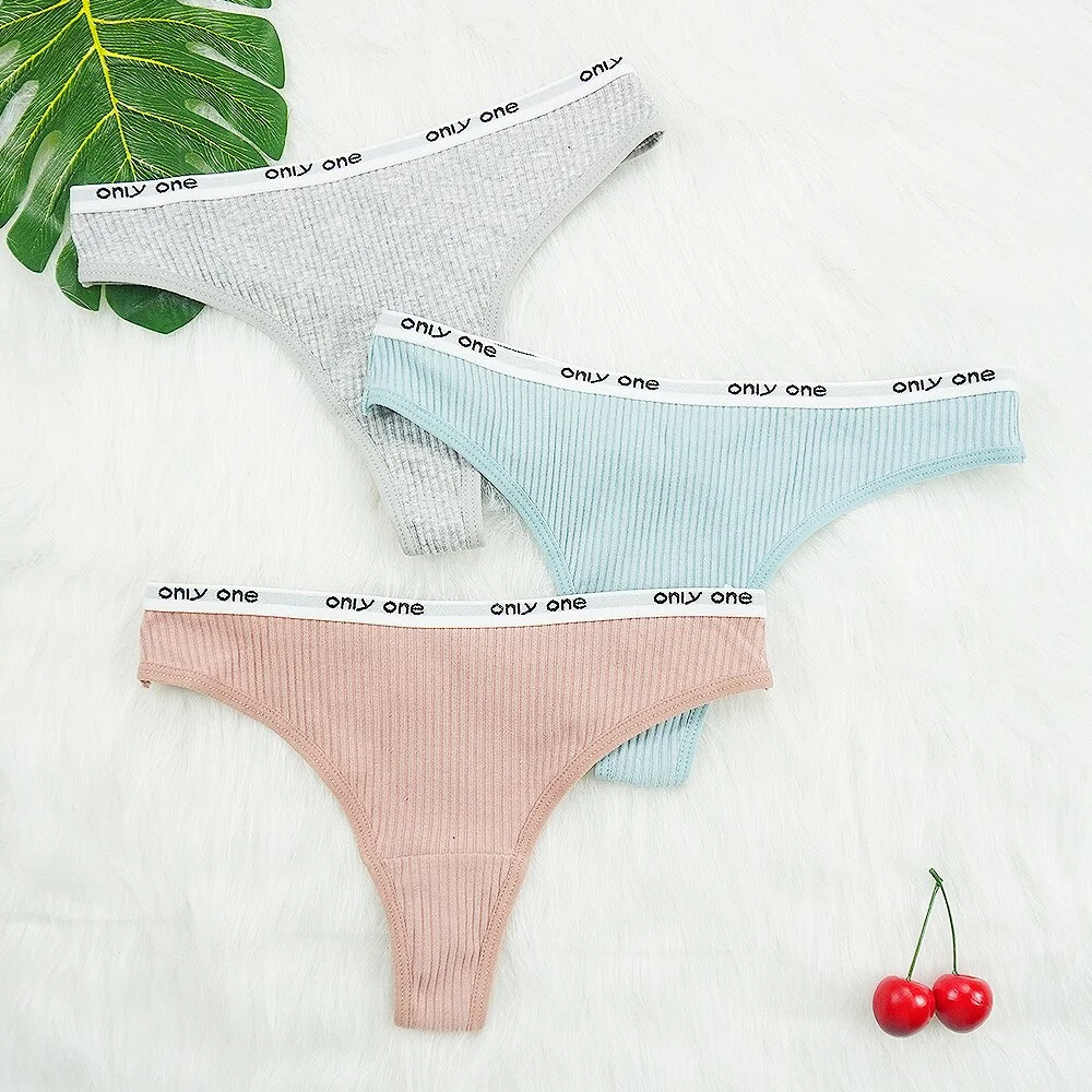 Billionm Sexy Panties for Women Thongs Bikini Ladies Lingerie Underwear Cotton Breathable Sporty Thread Letter Low Rise T Back