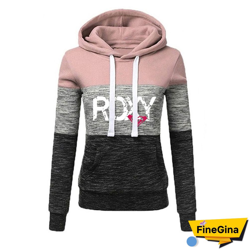 Women Casual Long Sleeve Sweatshirts Ladies Autumn Colorful Patchwork Thin Hoodie Jacket