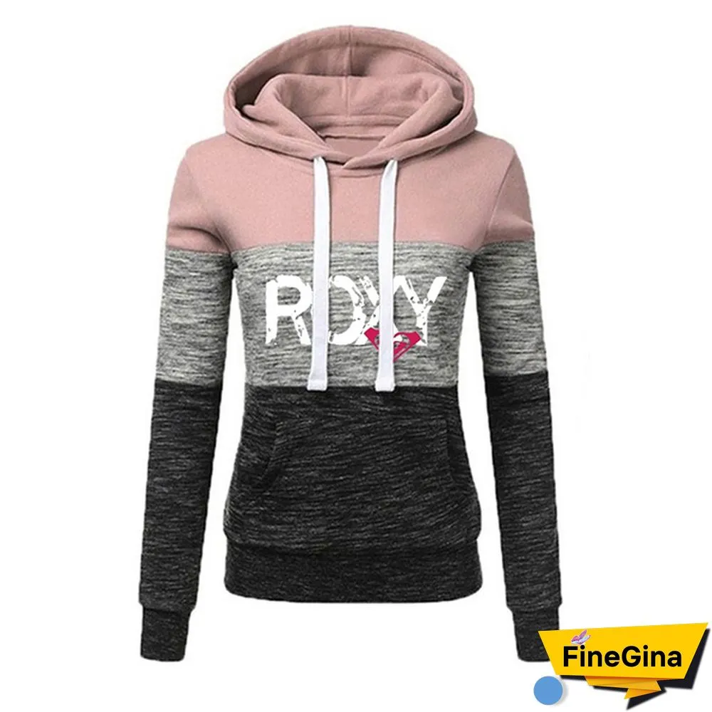 Women Casual Long Sleeve Sweatshirts Ladies Autumn Colorful Patchwork Thin Hoodie Jacket