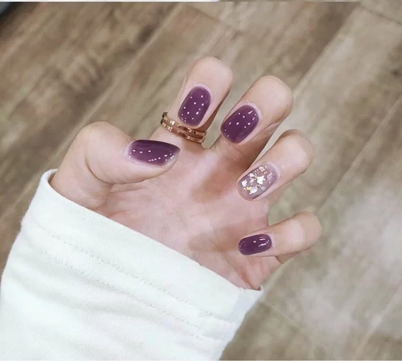 24pcs French False Nails Gradient Hit Color Fake Nail Press On Nail Manicure Nail Art Decoration Fullcover Tips With Glue-Nail Inspo