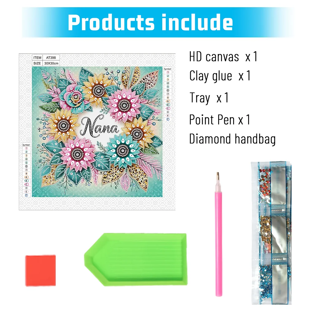 Diamond Painting - Partial Special Shaped Drill - Sunflower Wreath(Canvas|30*30cm)