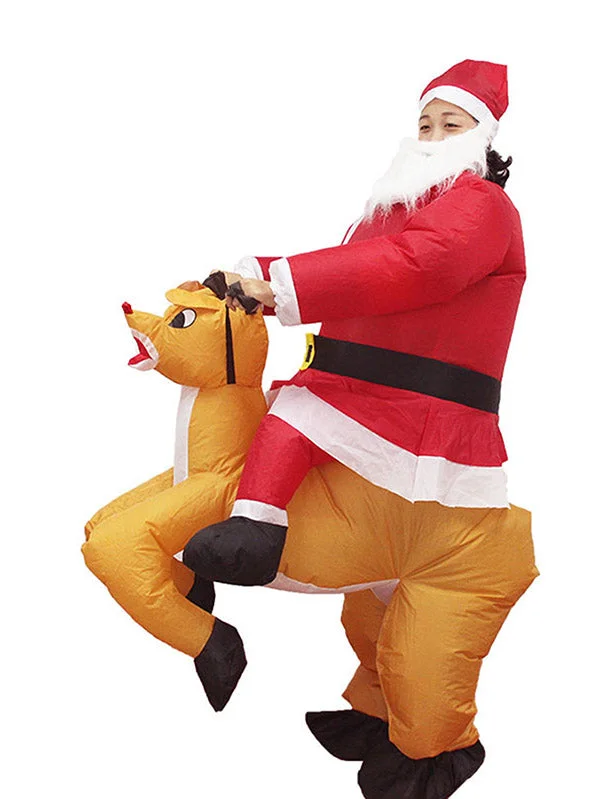 Santa Claus Riding Reindeer Inflatable Costume For Christmas-elleschic