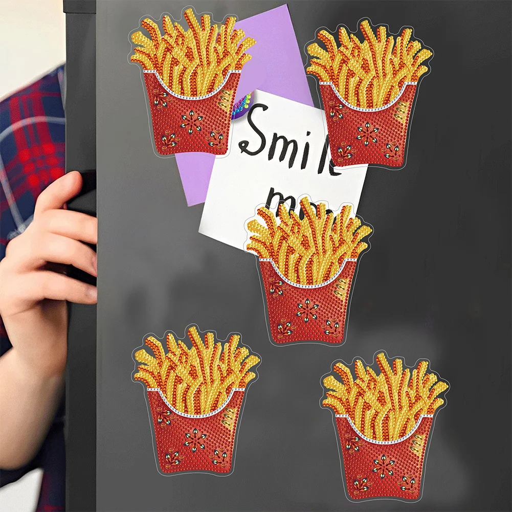 1pcs DIY French Fries Diamond Painting Magnets Refrigerator for Adults Kid Office Car Fridge