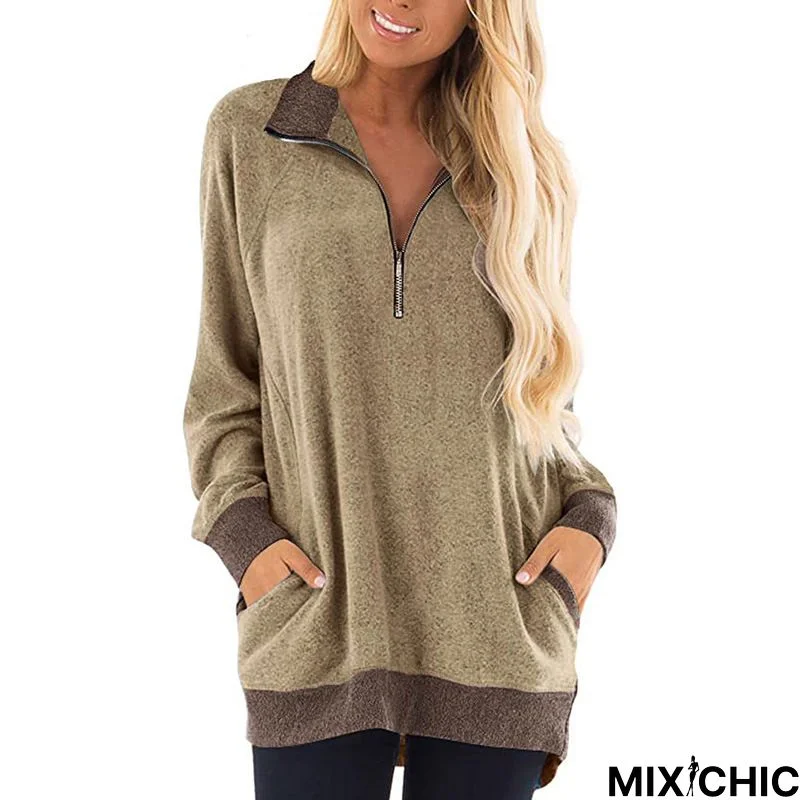 Gray Plain Casual Cotton-Blend Sweater